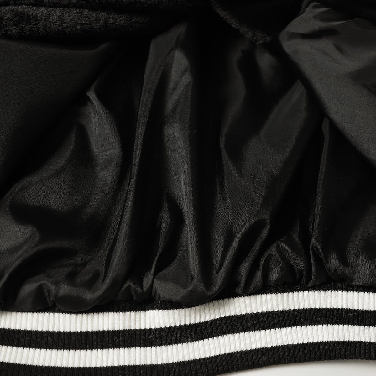 Chrome Hearts Faux Fur Cross Varsity Jacket - Black White Gothic Streetwear 035