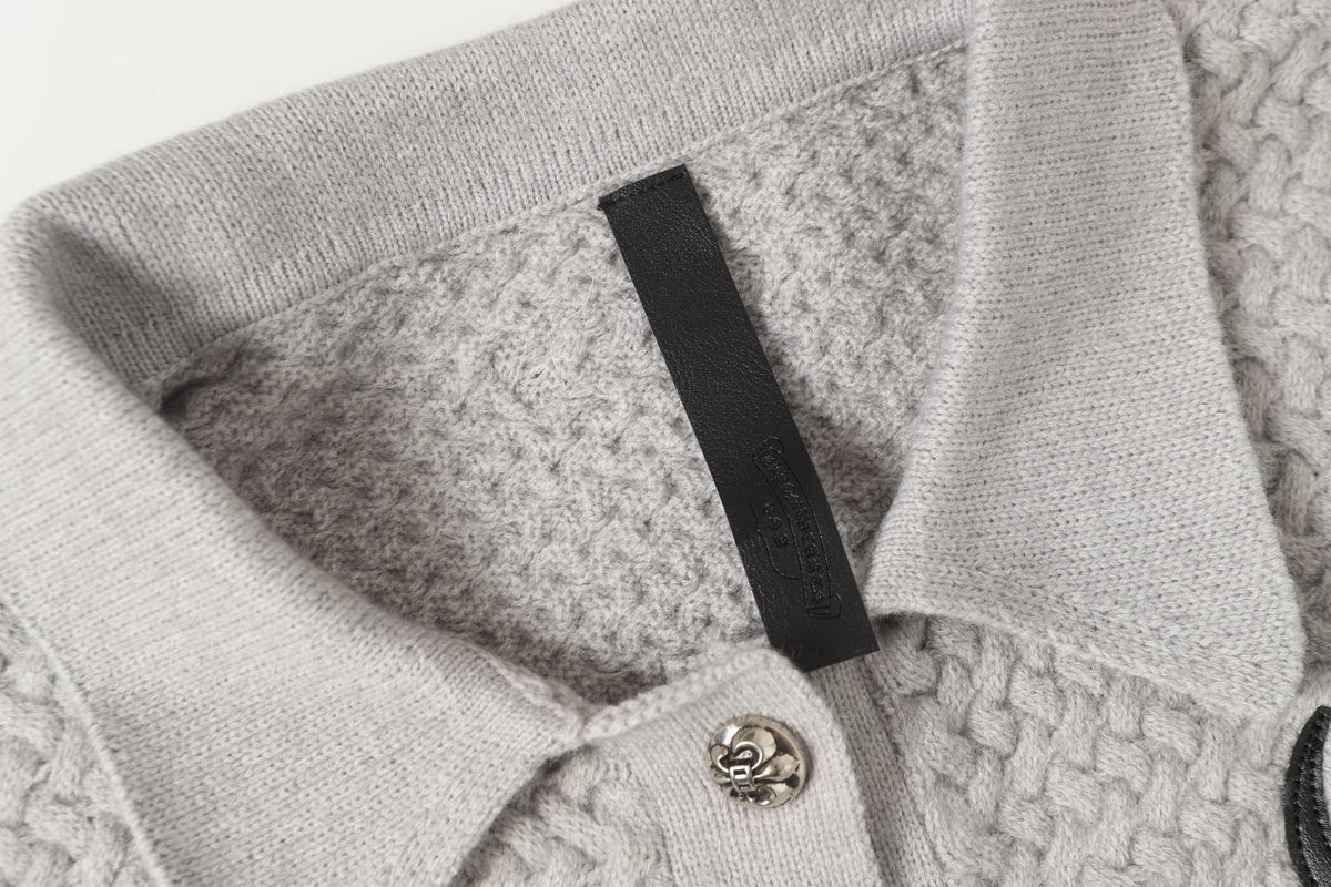 Chrome Hearts Gothic Cross Knit Cardigan - Black Grey Streetwear Jacket 904